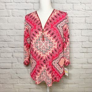 NWT Womens JM Collection 3/4 sleeve bold blouse